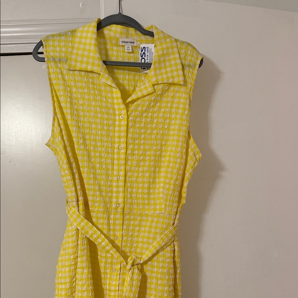 Boss Yellow Gingham Midi Dress